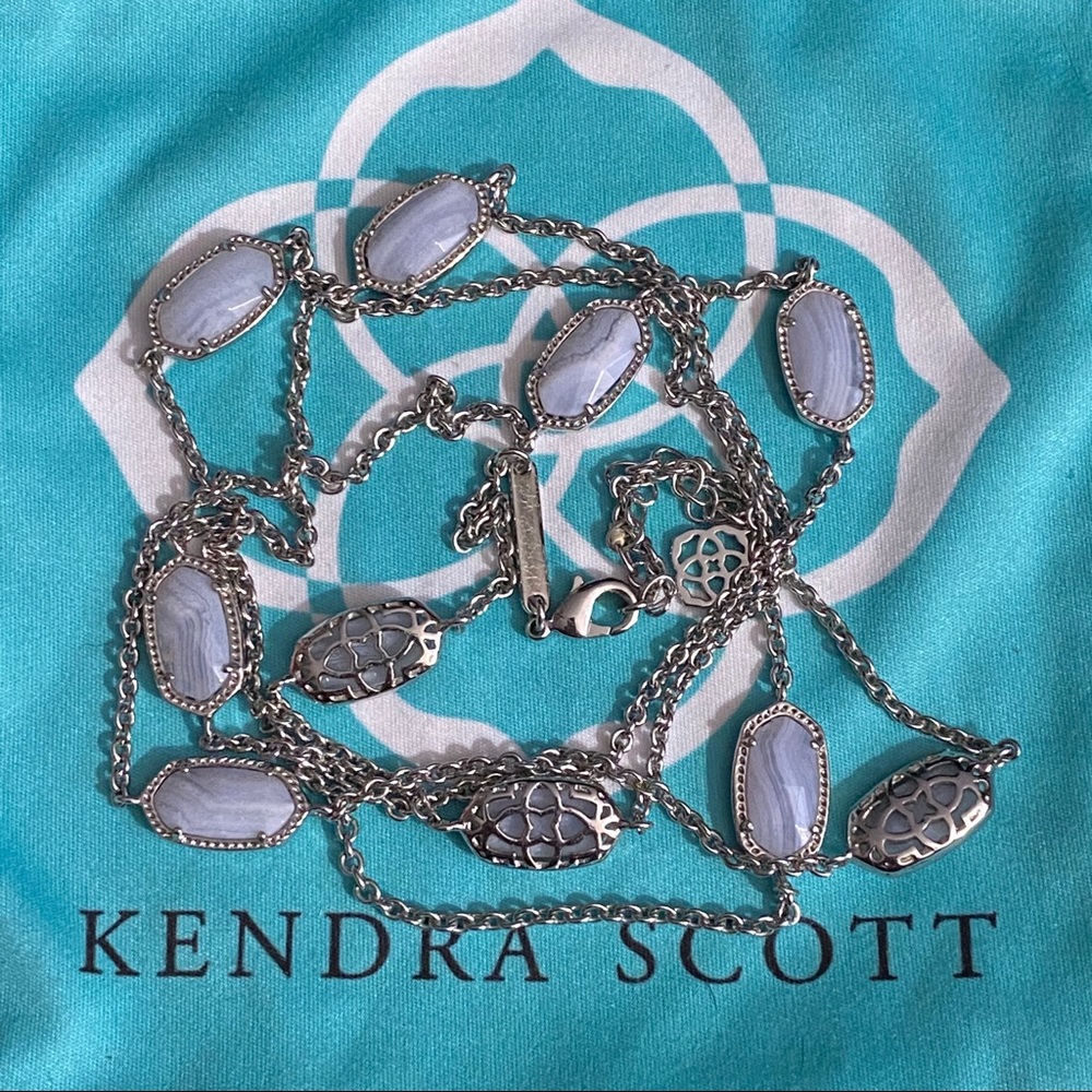 Rare Kendra Scott silver Blue Lace Agate Kellie